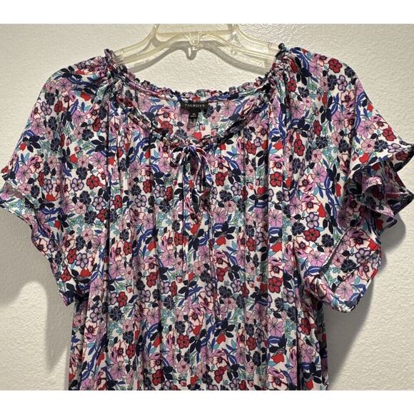 Talbots Women’s Size 16 Paradise Floral Popover Dress Ruffle Trim Multi Color - Picture 6 of 8